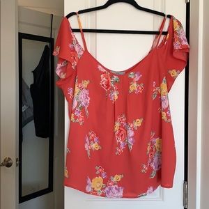 Coral Floral Off-The-Shoulder Top